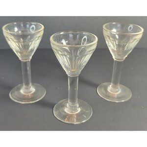 Set Of 3 Stemmed Cordial Glasses Clear, 3-1/2 inches tall